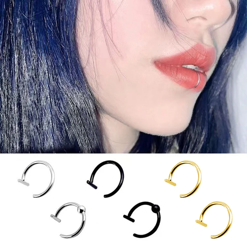 Boho Mouth  Lip Rings Cheaters Piercing Titanium Steel Fake Septum C Clip Ring Nose Piercing Nose Ring Women Body Jewelry New