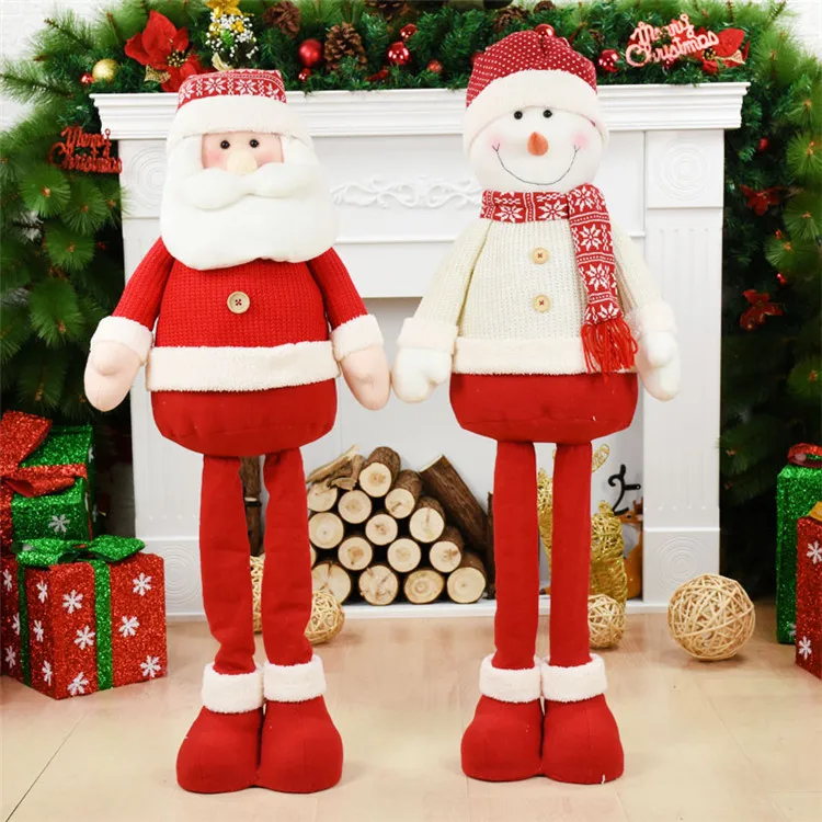 Large Size Snowman Santa Claus Dolls Christmas Decocration for Home Retractable Toys Happy New Year Gift Xmas Festival Ornament