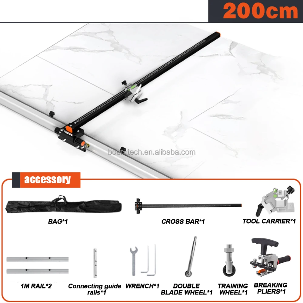 T-shaped Tile Cutter Professional Industrial 2000mm Manual Rail Guide Hand Tools for Cutting Large Format Ceramic Porcelain Tile