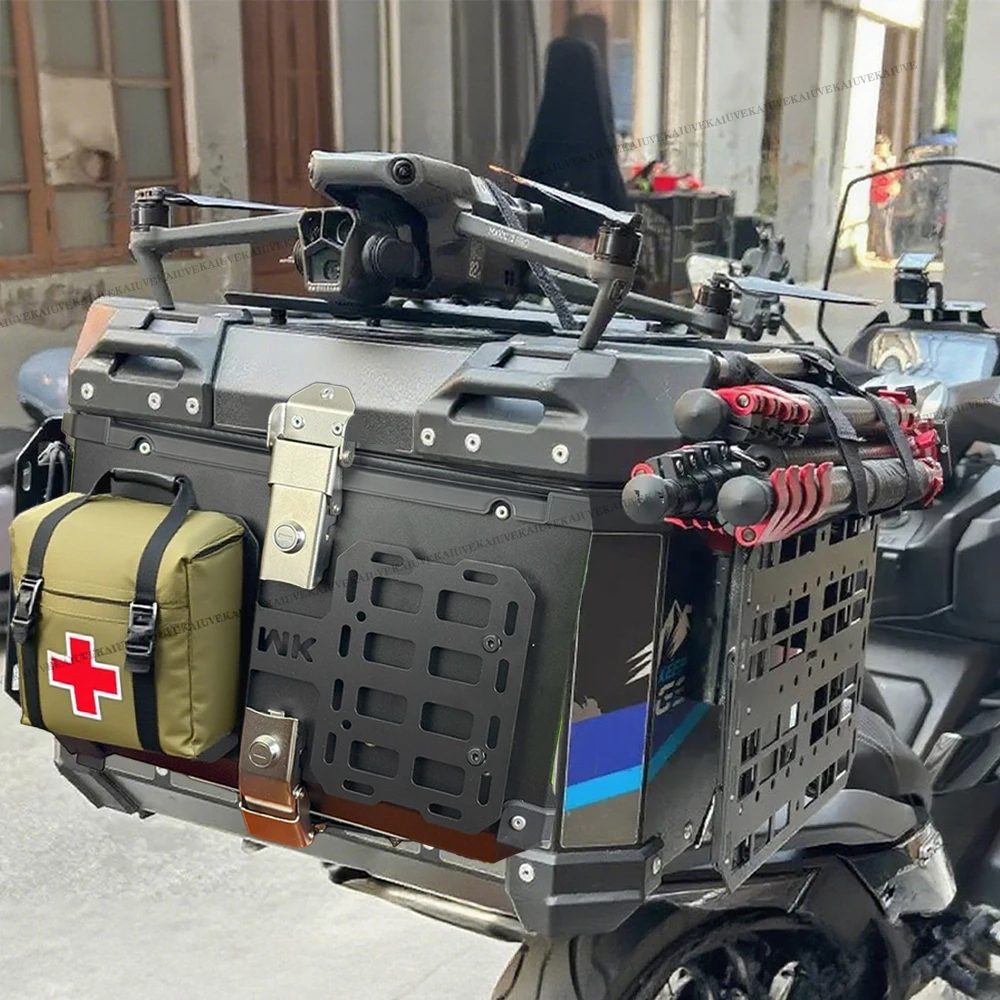 KAIUVE Motorcycle Molle Panel For Trunk Storage carbon Steel Waterproof Tactical Universal Side Box Organizer Modular Storage - Image 3