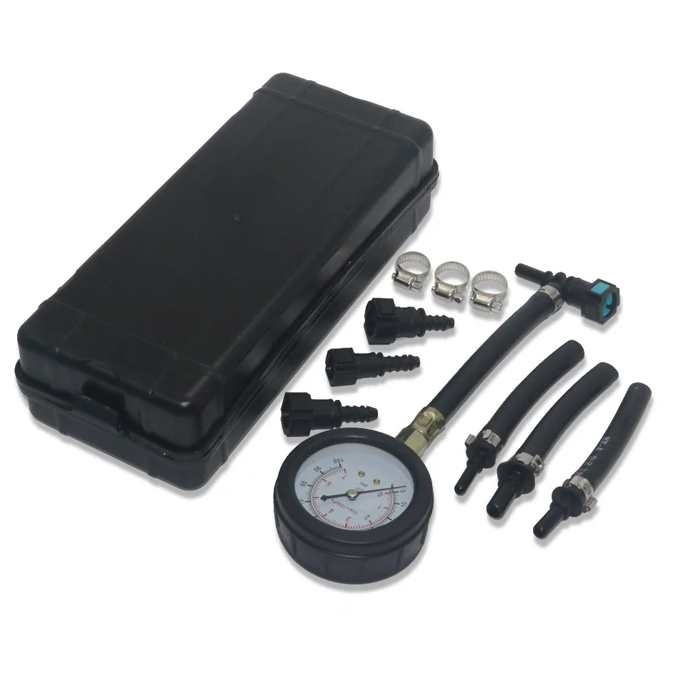 

Fuel Pressure Test Kit - Fuel Pressure Gauge - 0-100PSI Fuel Injection Pump Pressure Tester Gauge Kit for Car, Motorcycle, Truck