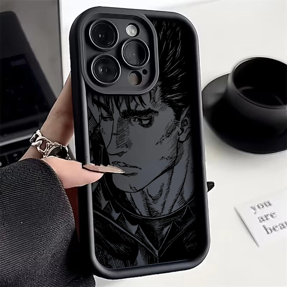 Anime Berserk Guts Phone Case For XiaoMi Mi 11 Lite 12T POCO F4 F5 X3 X4 X5 GT 5G Soft TPU Back Cover With Hand Strap