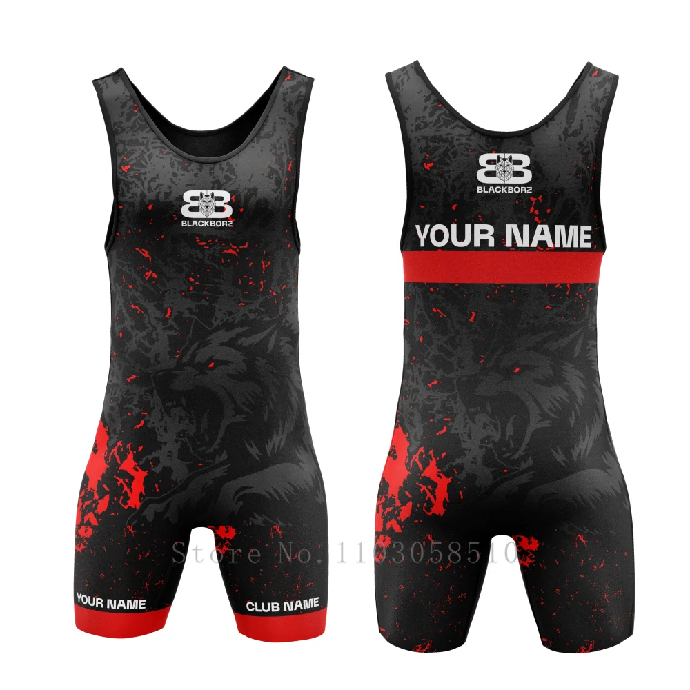 BLACKBORZ Premium Wrestling & BJJ Singlet niños adultos Unisex remium deportes lucha boxeo conjunto culturismo traje de levantamiento de pesas