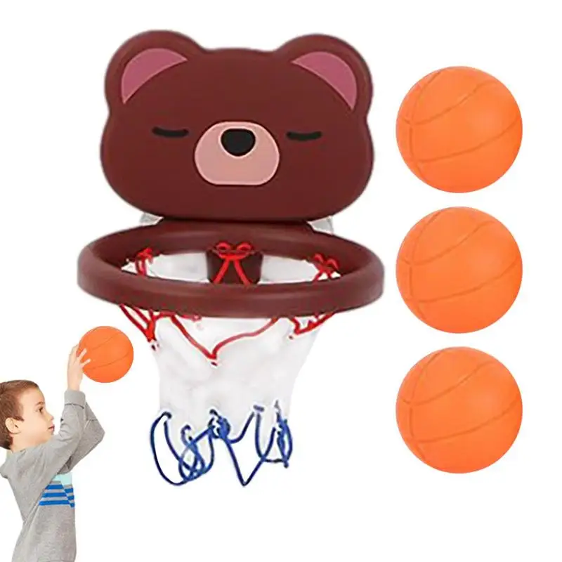 Kids Mini Suction Cup Shooting Basketball Hoop Bathtub Water Play Set With 3 Balls Funny Shower Bath Fun Toys For Toddlers