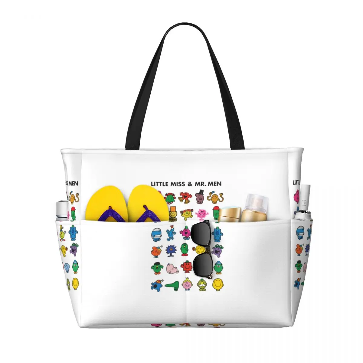 Little Miss And Mr. Men Beach Tote Bag Sport Gym Yoga Duffle Large Tote Bag Women Travel Bag Fitness bag