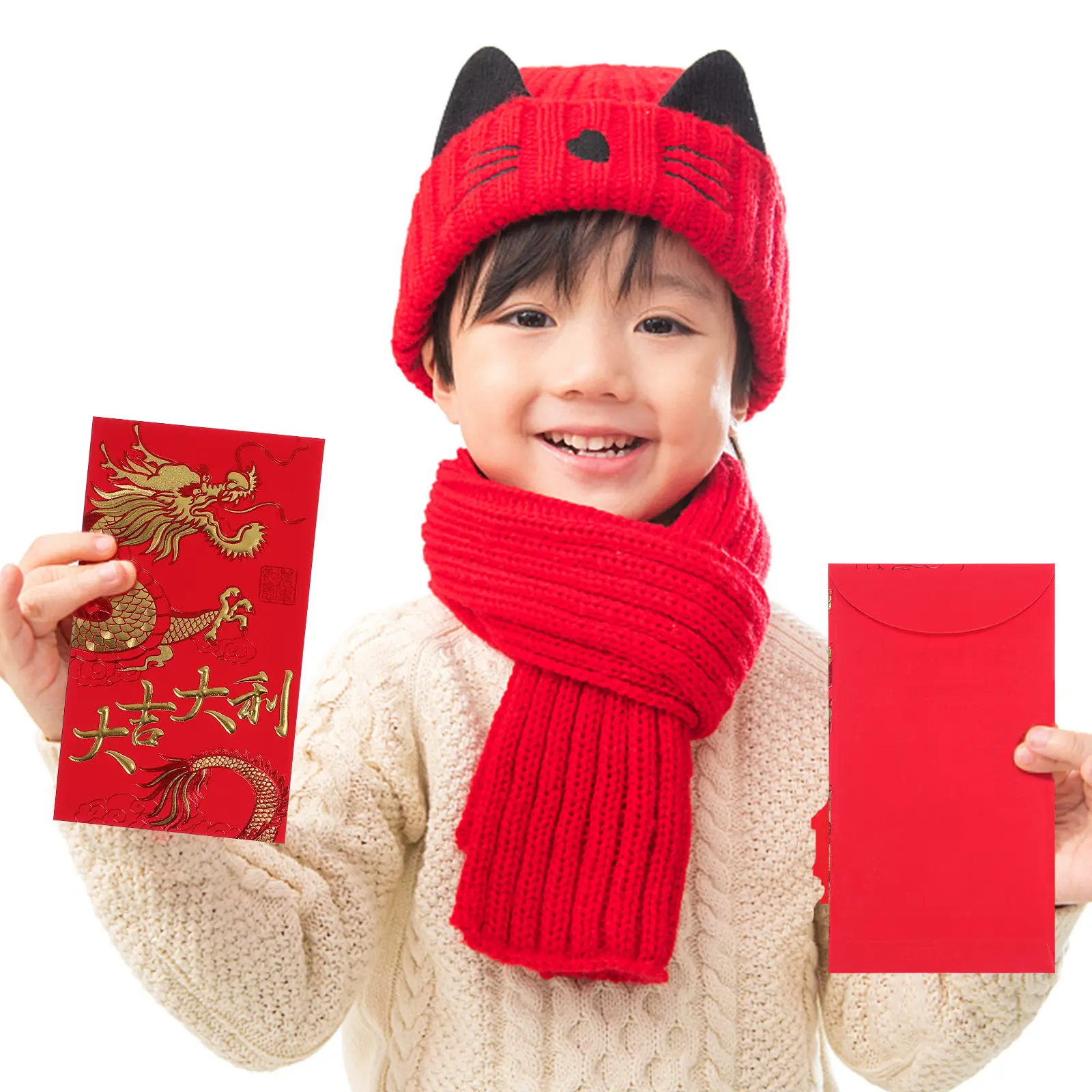 

36Pcs Dragon Design Red Envelopes Gold Stamped Thick Paper Lucky Money Packets Chinese New Year Supplies 2024 Money Envelopes