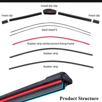 Automobilové dvojité gumové stěrače univerzální J/U háček 13 10 nejlepší prodej gumová role stěračů čelního skla - №2