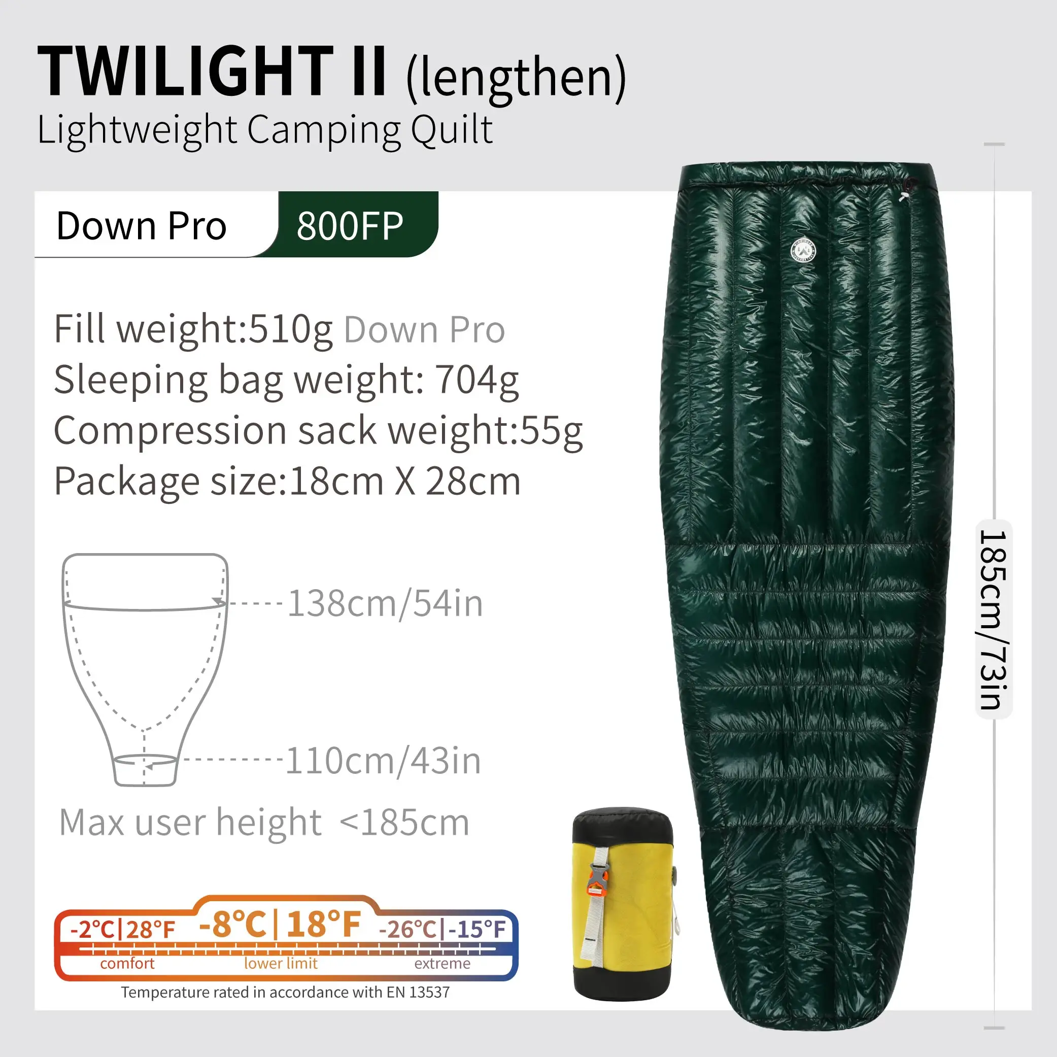 WIND HARD TWILIGHT 0 Degree 800FP Down Sleeping Bag Ultralight