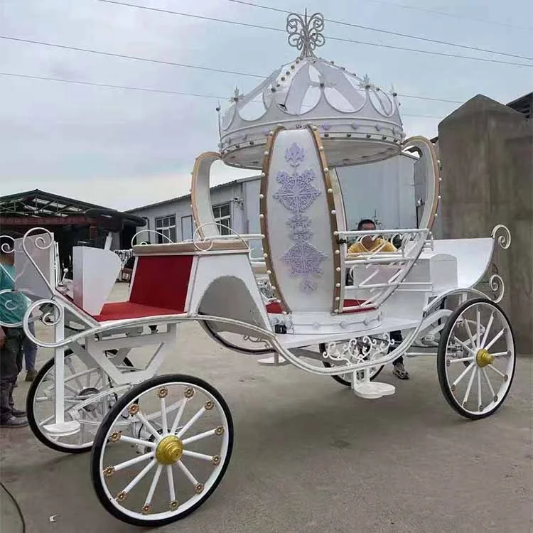 White Electric Cinderella Pumpkin Wedding Horse Carriage/Horse Wagon/Horse Carts with Beautiful Light