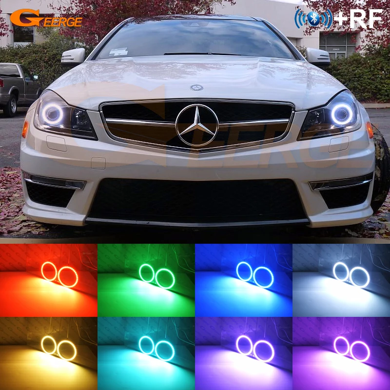 For MERCEDES BENZ C Class C204 S204 W204 Facelift RF Remote Bluetooth-Compatible APP Multi-Color RGB LED Angel Eyes Halo Rings