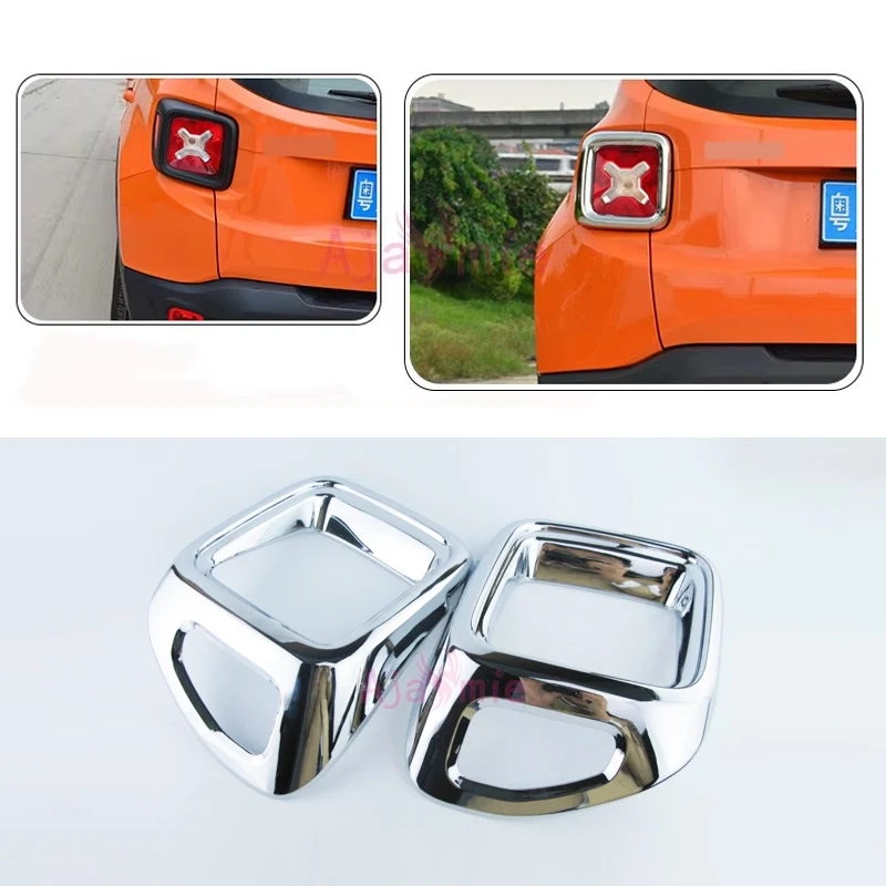 

For Jeep Renegade 2016 2017 2018 Taillight Cover Rear Lamp Light Trim Silver Carbon Fiber Color Chrome Car Styling Accessories