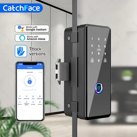 TTLOCK 기계식 키 스마트 잠금 장치, 유리 문짝 지문 코드 카드, 전자 문짝 잠금 장치, 디지털 잠금, 슬라이딩 문짝