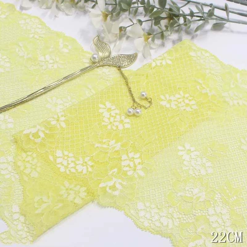 

50Yards Yellow Pink Elastic Stretch Lace Trim Skirt Hem Underwear Sewing Craft DIY Apparel Fabrics Lingerie