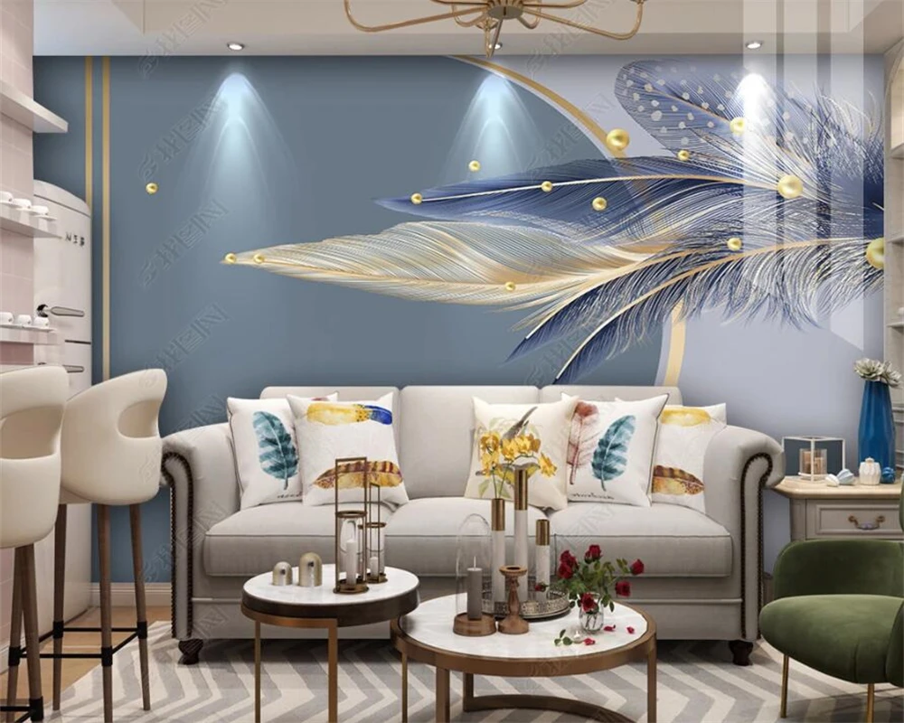 beibehang beibehang Customized modern new multiple materials, minimalist feather marble, lapis lazuli blue background wallpaper