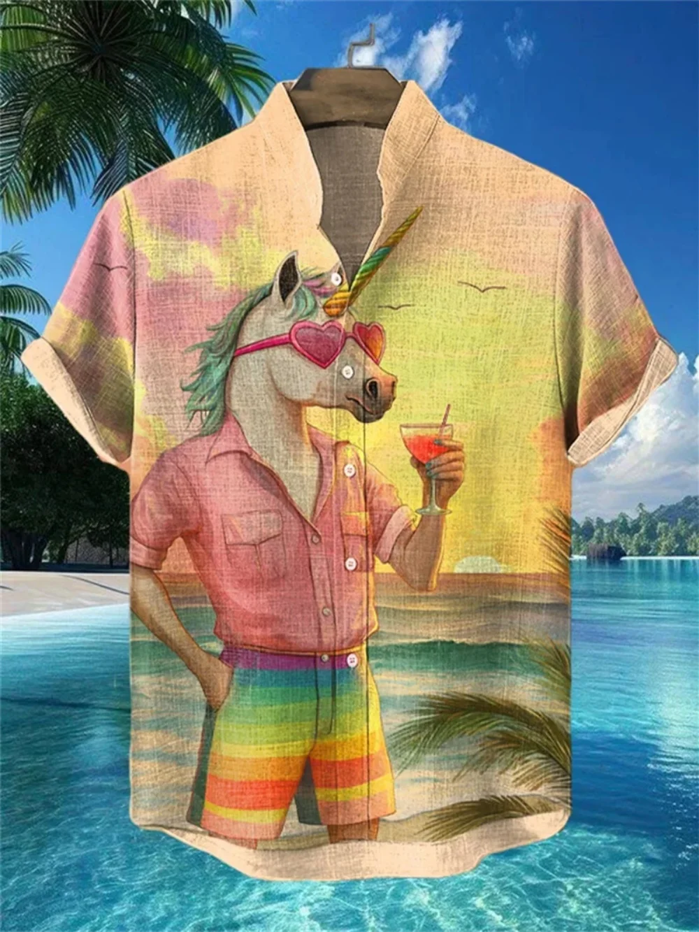 

Men's Hawaiian Fashion Stand up Collar Short Sleeve Shirt Oil Painting Print Comfortable Breathable Casual Outdoor Top