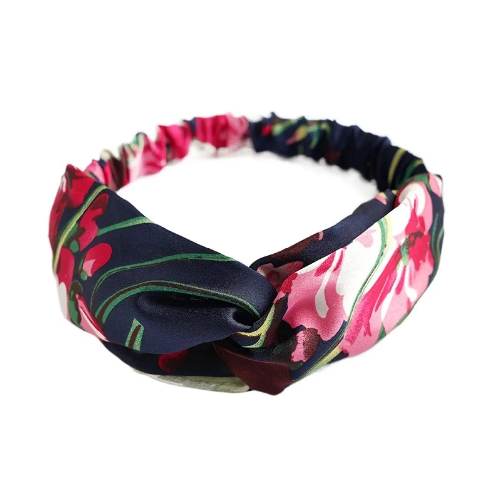 Casual European and American Headband Bohemian Cotton Stretch Turban Headwear Bandana Boho Workout Headband Running Hiking