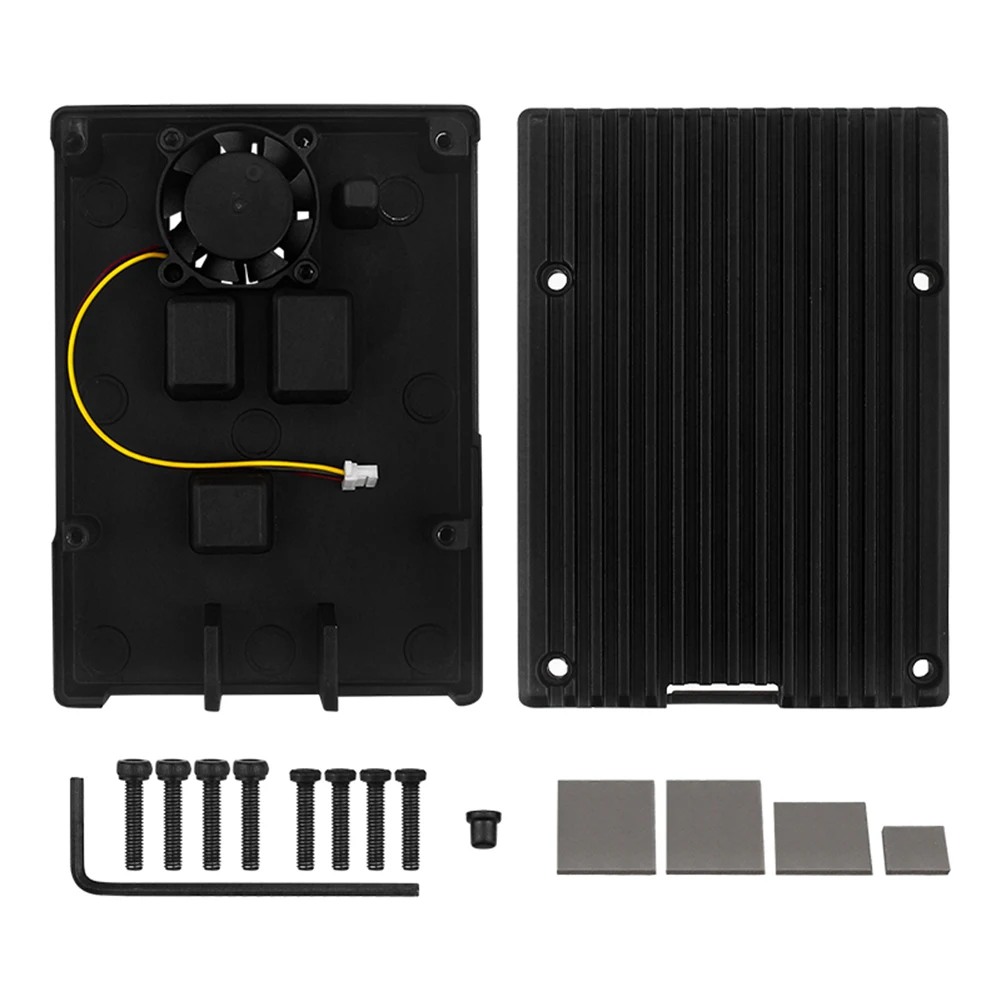 Metal Case with Heatsink Fan Enclosure for Raspberry Pi 5 Aluminium Alloy Shell compatible for Active Cooler for Raspberry Pi 5