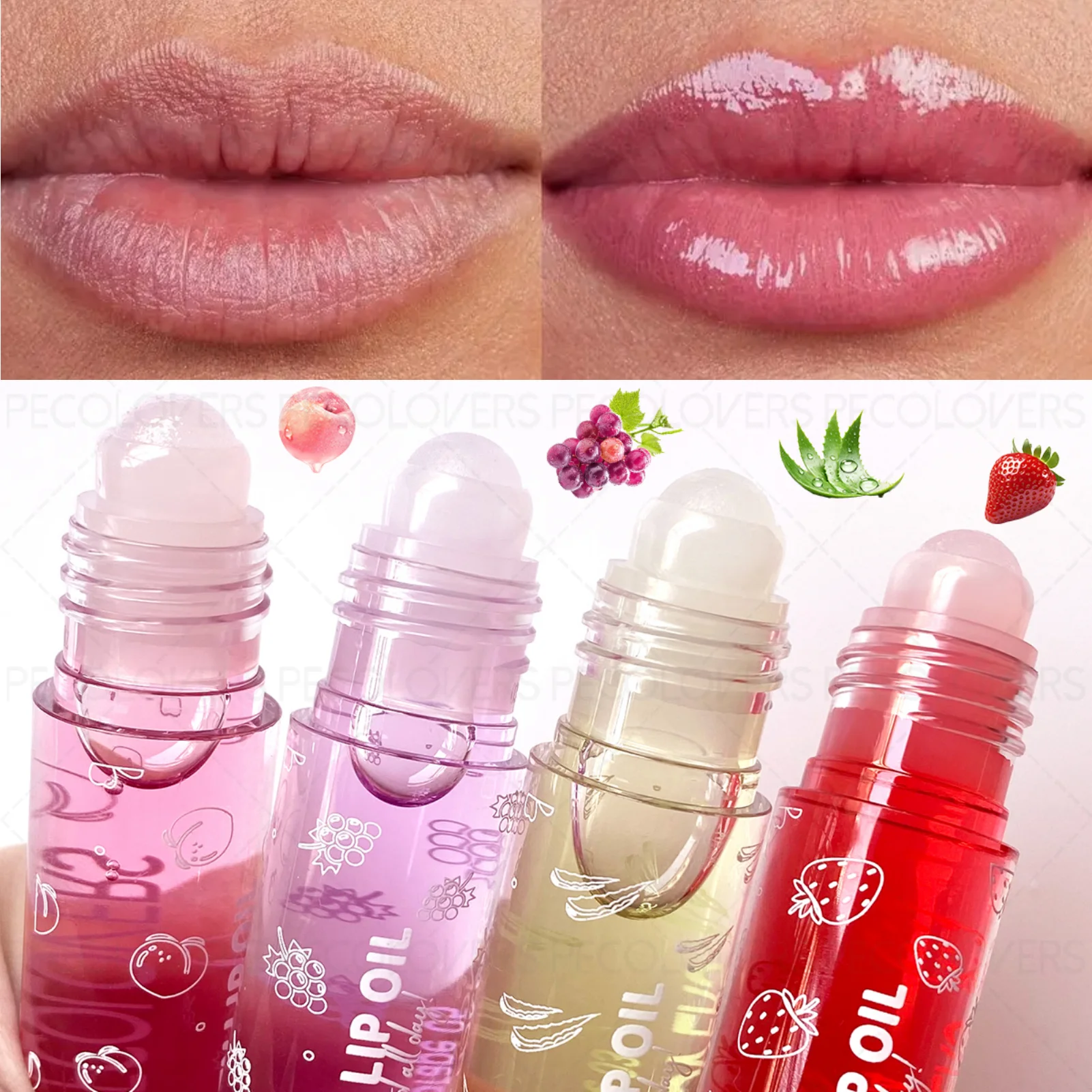 1PC Long-lasting Ball Lip Oil - High-gloss Finish, Moisturizing, Plumps Lips, Various Options, Creates Charming Makeup