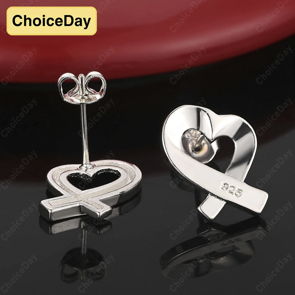 

ChoiceDay стерлингового серебра 925, модные романтические серьги в форме сердца, подходящие для женщин, подруги, жены, подарочные аксессуары, ювелирные изделия