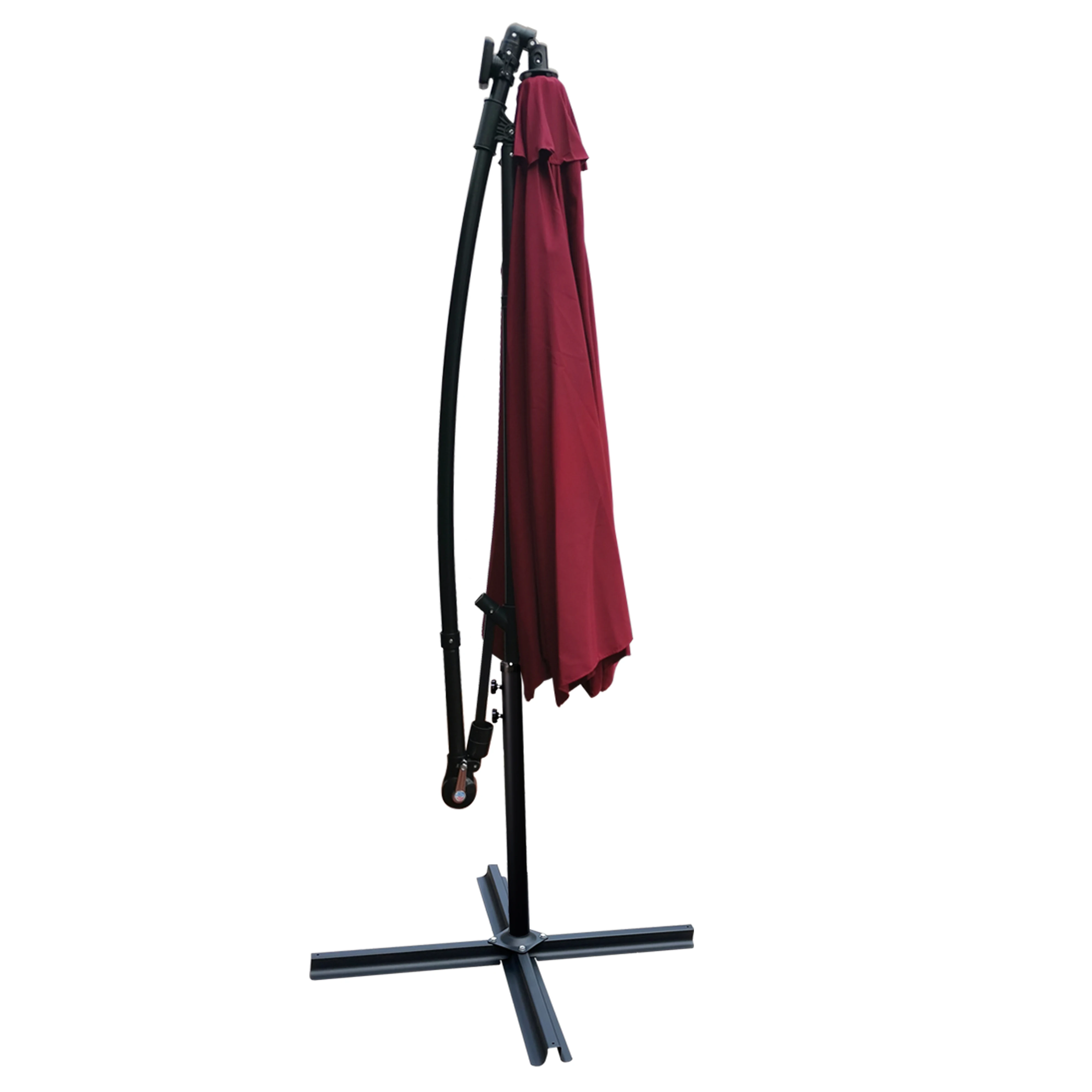 10ft Solar LED Patio Umbrella – Outdoor Market Umbrella with Crank Lift, 8 Ribs, Waterproof Canopy & Cross Base, Solar-Powered Lights for Garden, Deck, Pool & Backyard
