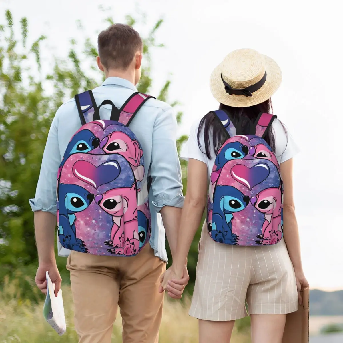 Stitch And Angel Rucksack für Kindergarten, Grundschule, Schüler, Büchertasche, Jungen, Mädchen, Kinder, Tagesrucksack, Geschenk