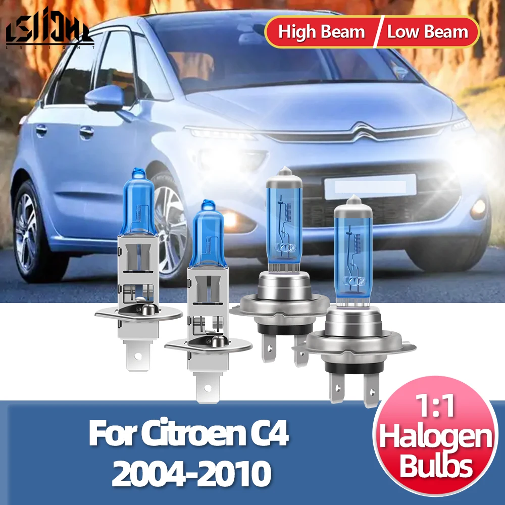 

LSlight 2/4x For Citroen C4 2004 2005 2006 2007 2008 2009 2010 Halogen Headlight Bulbs 100W 6000K Ultra White Halogen Headlamps