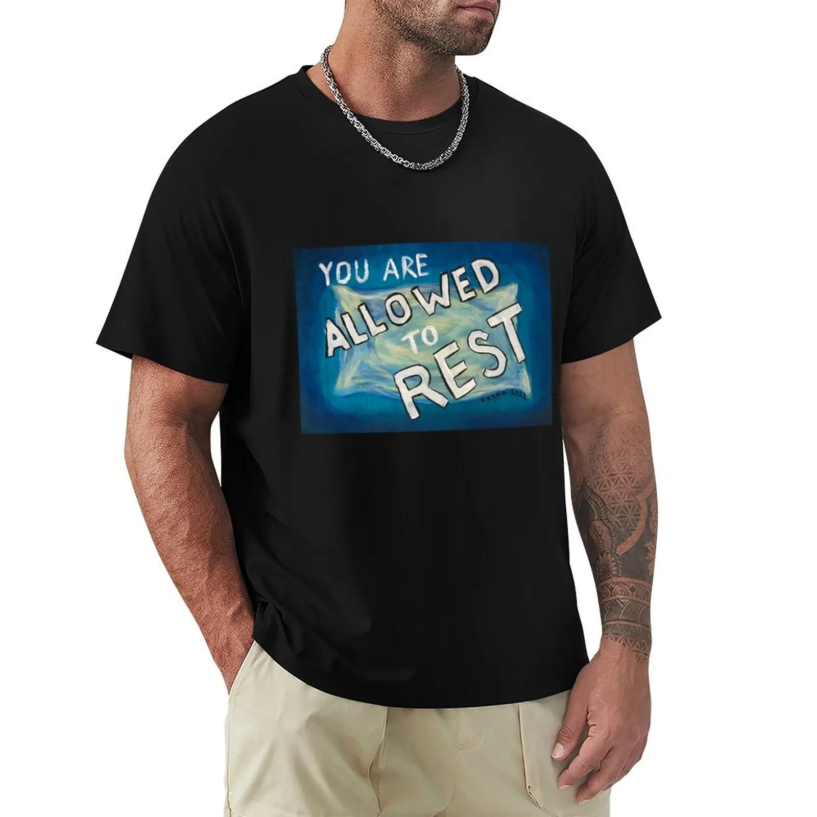 You Are Allowed to Rest by K Kenn T-Shirt oversized korean fashion kawaii clothes T-shirts for men cotton