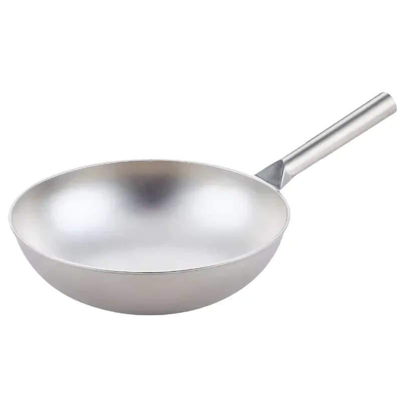 Pure Titanium Wok with Glass Lid High Quality Food Grade Frying Pan Kitchen Utensils Durable Non Stick Cookware for Home