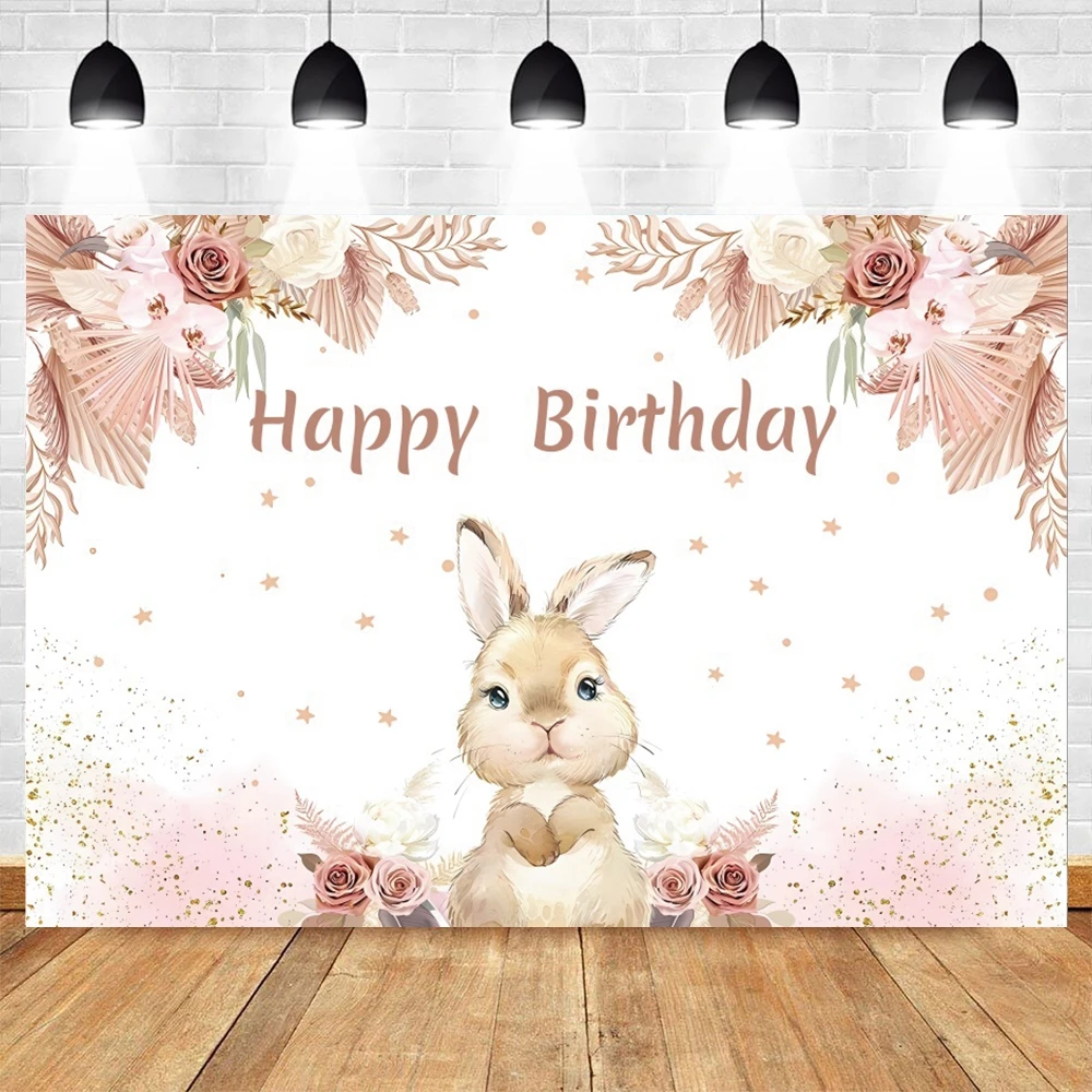 Easter Rabbit Birthday Photography Backdrop Some Bunny Is Turning One Girl 1st Birthday Party Decor Baby Shower Photo Background