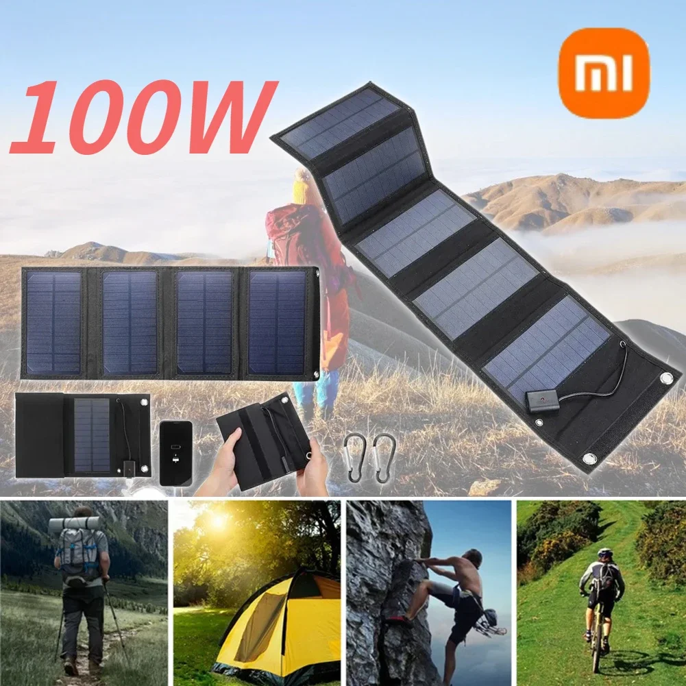 Xiaomi 100W Pannello solare pieghevole Caricabatteria portatile USB 5V per telefono cellulareAccessori da campeggio per banca di potere impermeabile per esterni