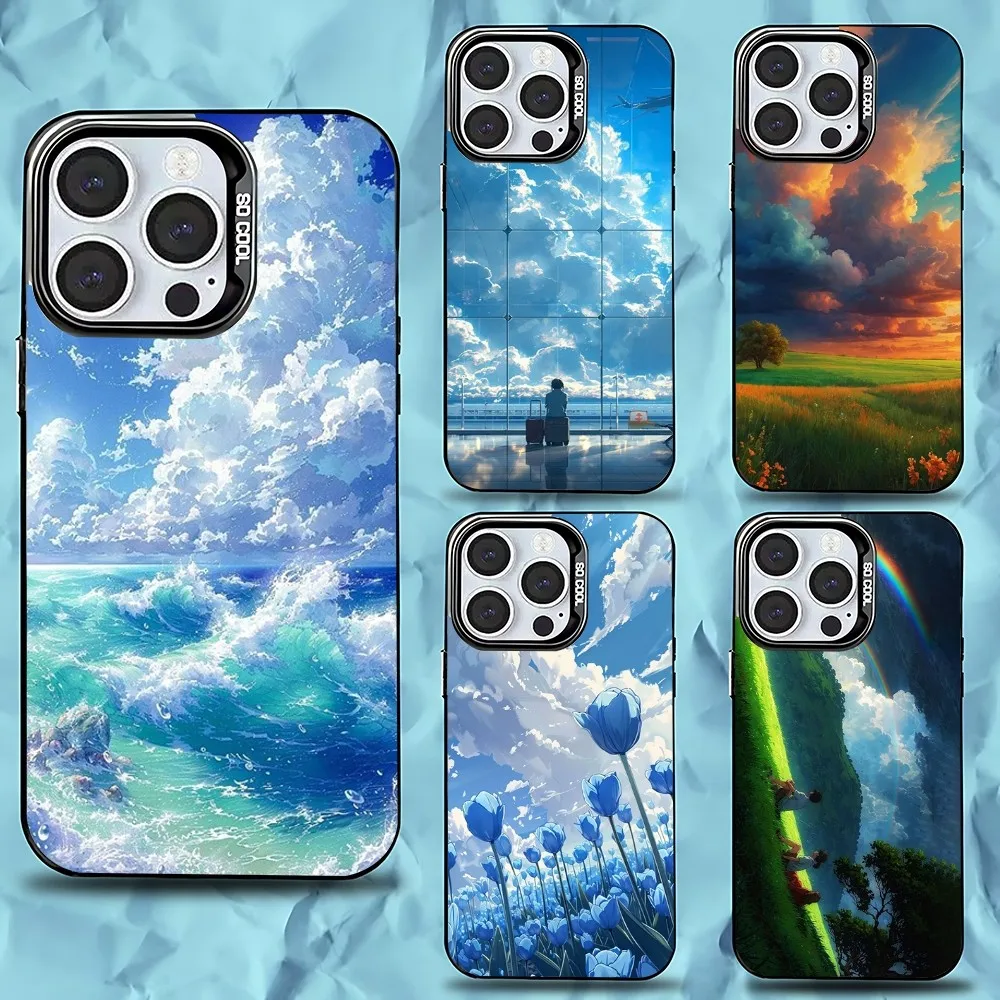 

Colorful Sky Cloud Phone Case For iPhone 16,15,14,13,12,11,Pro,Max,Plus,Mini,XS,SE Anti Fall Black Matte Hard Bumper