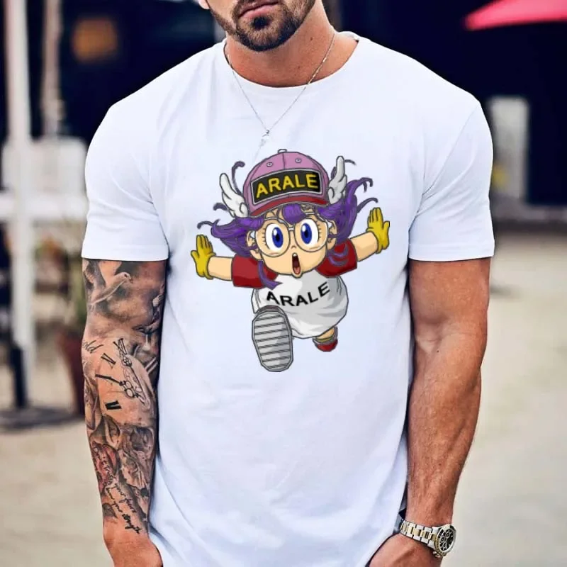 Anime Blusas Harajuku Casual Short Sleeve Tops ARALE Classic Sweet Girls Man Cotton T-Shirt Dr Slump Norimaki Arare Cartoons