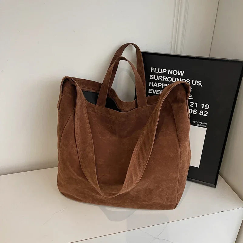 Large Capacity Velvet 2024 Hot Selling Tote Bag Zipper Solid Color Popular Fashion Handbag Soft Simple Commuting Shoulder Bag