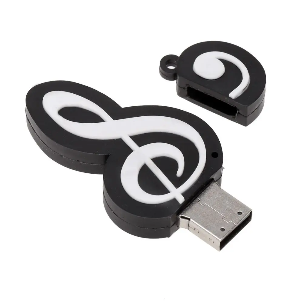 Stik memori USB 2.0, stik memori kartun lucu, lambang catatan musik, memori USB 2.0, stik memori Flash Drive eksternal 16GB