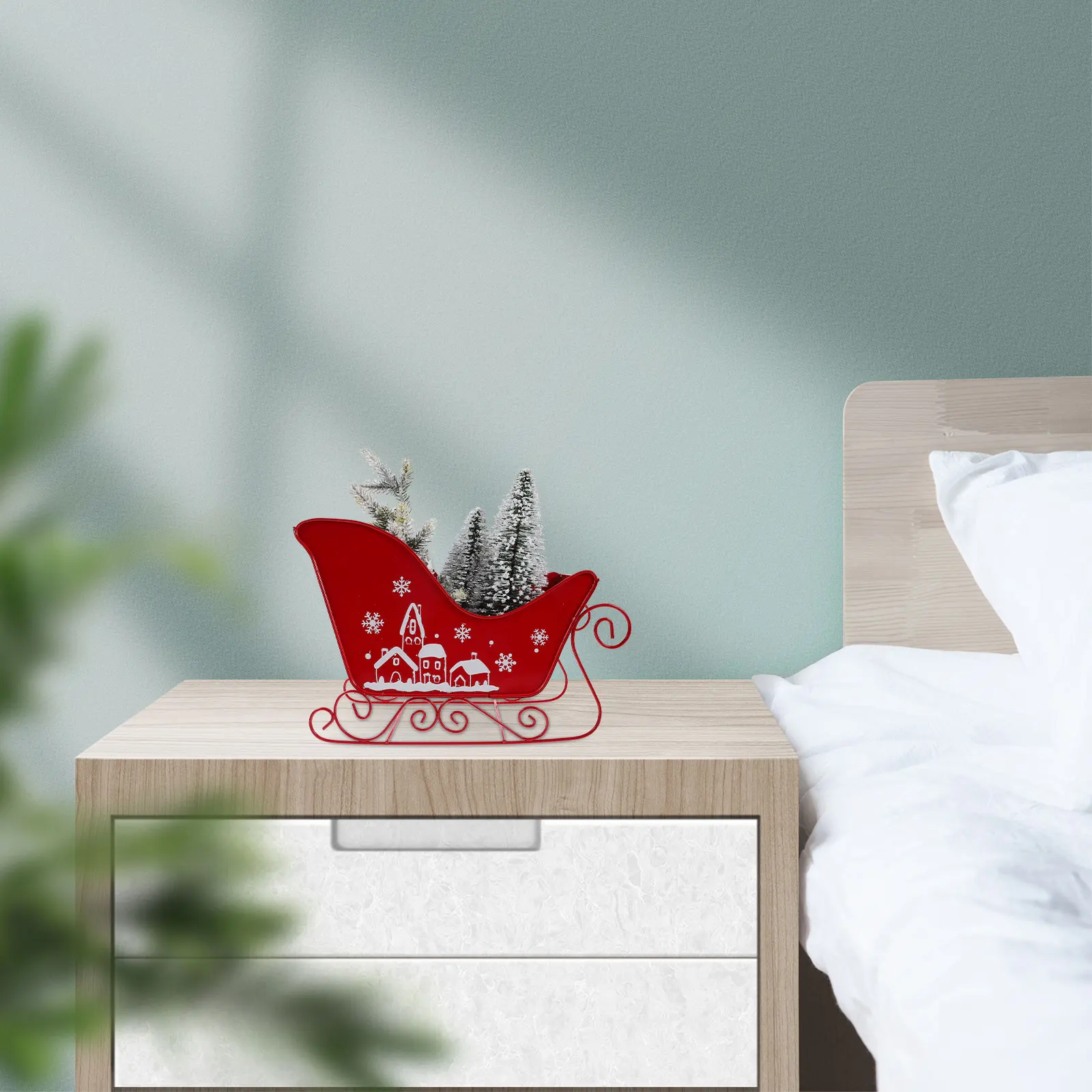 

Exquisite Christmas Ornament Desktop Holiday Festival Decoration Xmas Party Scene Adornment Metal Tabletop Sleigh Decor