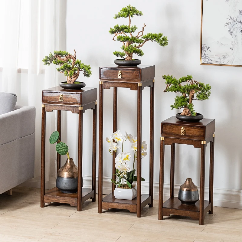 Elegant Multi-Tier Solid Wood Flower Stand Floor Standing Plant Shelf Indoor Display Pot Holder for Living Room Balcony