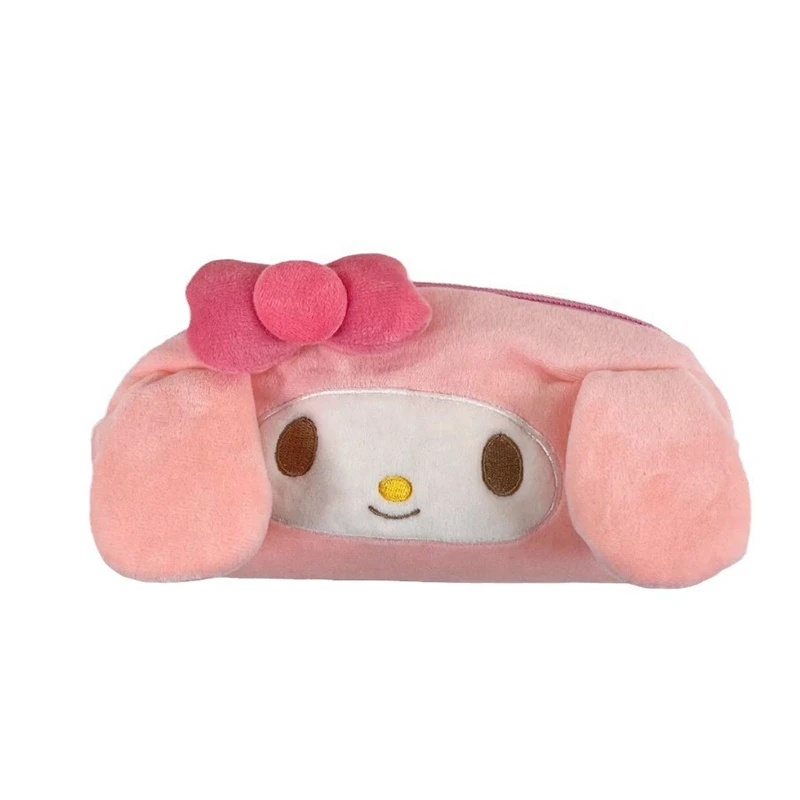 Sanrio Melody-estuche de lápices de gran capacidad, bolsa de cosméticos de felpa para niñas, suministros de papelería para estudiantes