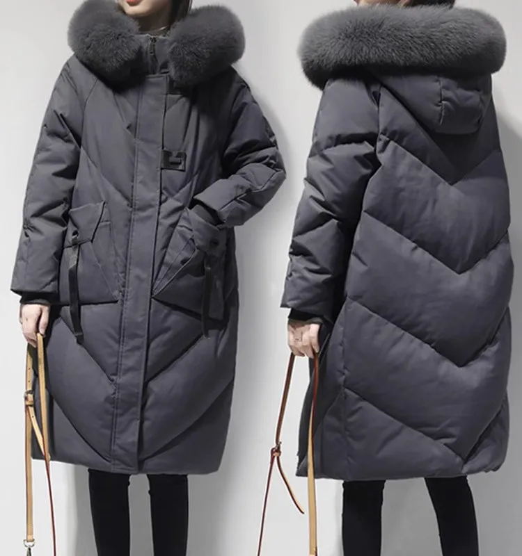 

Black Winter Coat 2026 New Women's Thick Down Cotton Jacket Women Loose Hooded Parker Coat Oversized Female Cotton Warm Overcoat