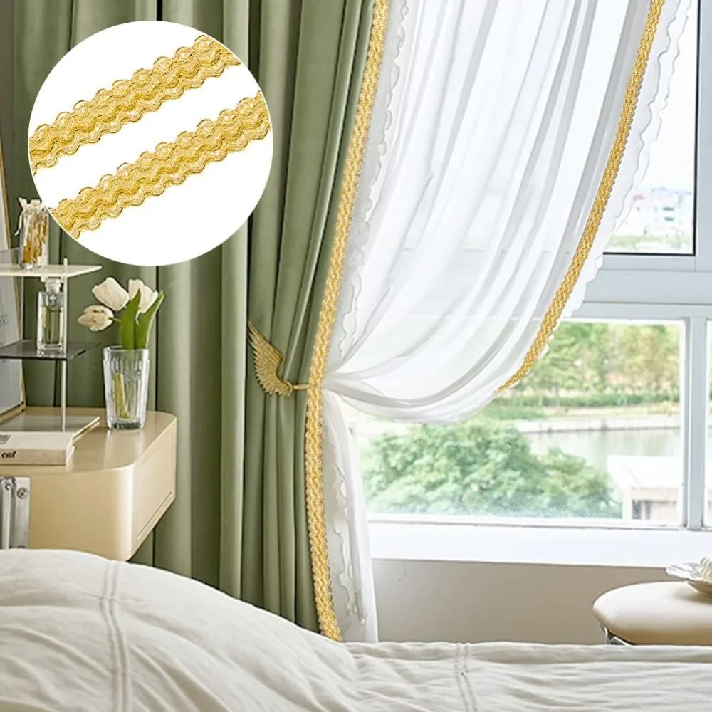 1 لفة 15 ياردة الذهبي جديلة الدانتيل تقليم 15 مللي متر متموجة المنسوجة شريطة من الدانتيل تخريمية الأعرج جديلة تقليم لستار المفروشات المنزل