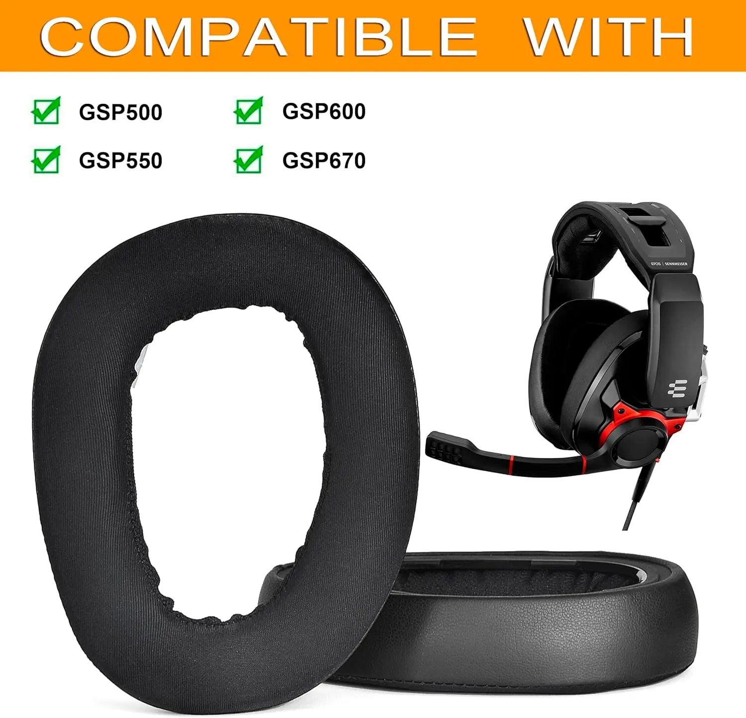 GSP 600 냉각 젤 이어 패드 커버 교체 쿠션 Sennheiser GSP500, GSP550, GSP600, GSP670 게임용 헤드셋과 호환 가능