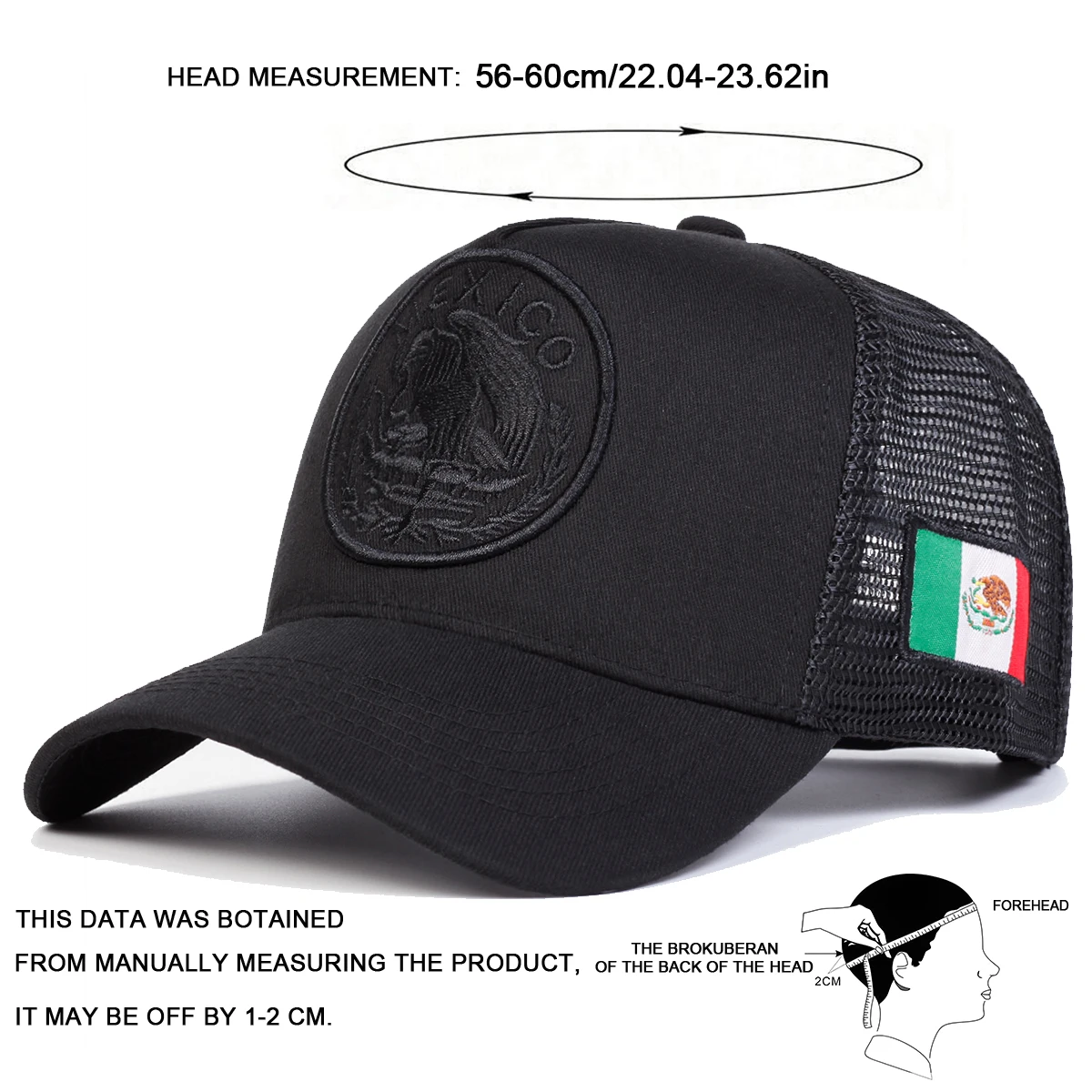 Unisex Mexican Flag Embroidery Baseball Net Caps Adjustable Casual Hats Spring and Summer Outdoor Sunscreen Hat image 6