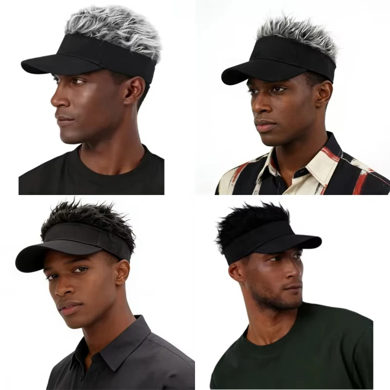 Synthetic Golf Baseball Cap Sports Running Hiking Sunhat Fancy Party Hip-Hop Dance Cap Visors Mens Spiked Wig Hairs Fishing Hat view 6