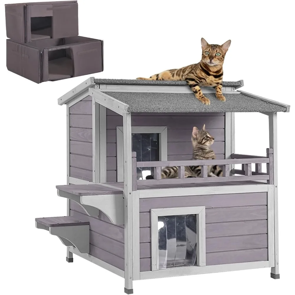 

Cat House Outdoor 100% Insulation Feral Kitty Shelter with Insulated Liner for Winter,Waterproof Heated Cat