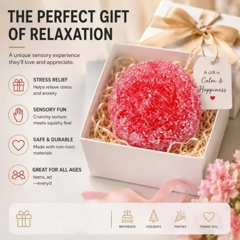 NEW Sensory Stress Reliever Reusable Slushie Squeeze Ball With Crunchy Crackling Noise Creative Moldable Fidget Putty For adult