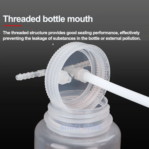 Imagen 2 del producto Botella de lavado de 125ml/250ml/500ml/1000ml, cilindro de lavado de gas de plástico transparente PP de polietileno, para dispensar laboratorios de líquidos