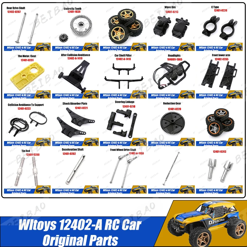 Shell Reifen Servo Motor Getriebe Fernbedienung Empfänger Antriebswelle Schwinge Etc für WLtoys 12402-A 12402a RC Auto Ersatzteile