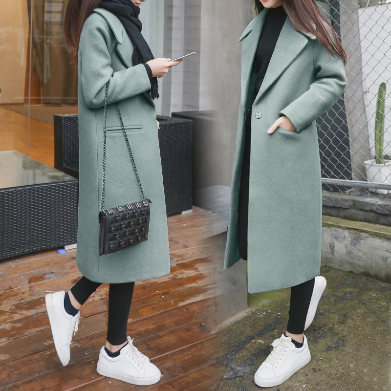 2023 Winter New Single Button Coat for Women Casual Wool Coat and Jacket Solid Women Clothes Korean Parka Thicken Wool Coat