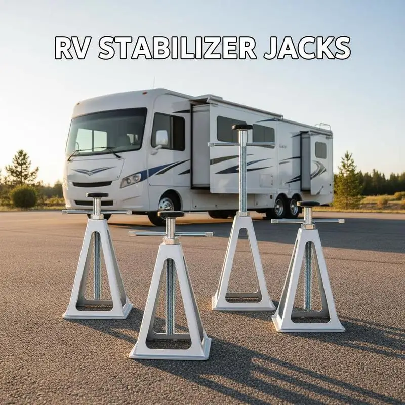 

Aluminum Leveling Supports 4 Pack For Travel Trailer Camper Motorhome, 6000 Lbs Capacity Single Screw Lift 11-17 Inch Height Adjustable Stable Base Structure