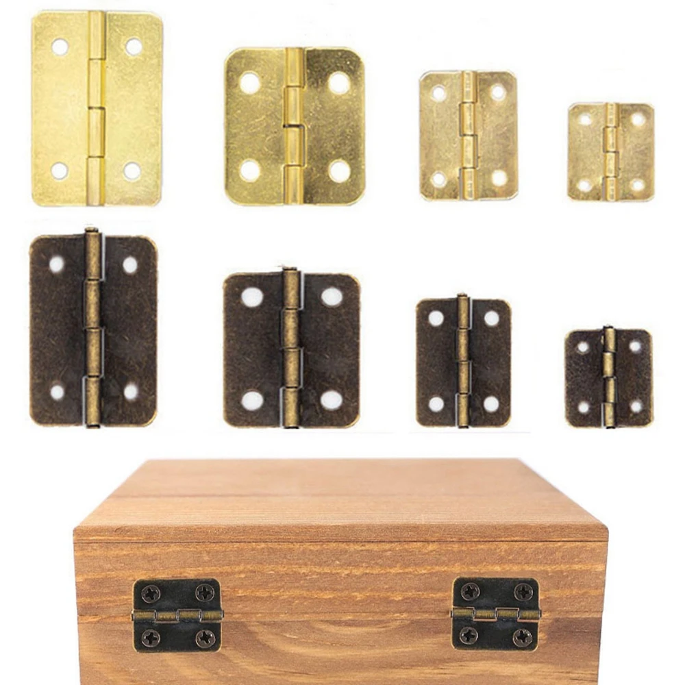 Iron 10 PCS Wooden Box  Houses for Furniture with Screws Hardware Door Hinges Cabinet Accessories Jewelry Box Hinges