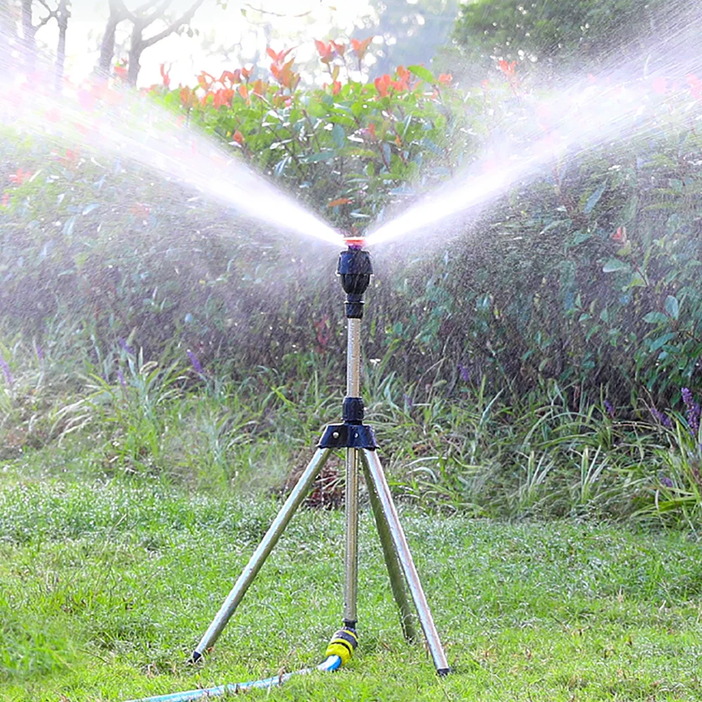 360 Rotatable Irrigation Sprinkler  With Tripod Telescopic Support Automatic Rotating Sprayer Garden Lawn Watering system